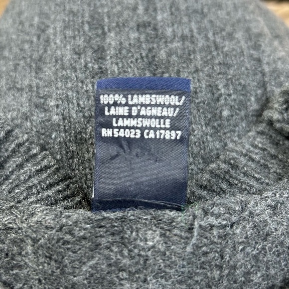 Gap Vintage Lambswool Sweater Medium Pullover Ribbed Fisherman Gray Unisex Crew - Picture 6 of 8